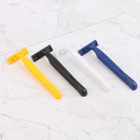 Бритва для бритья с длинной пластиковой ручкой и 2 лезвиями для мужчин, одноразовая бритва с двумя лезвиями